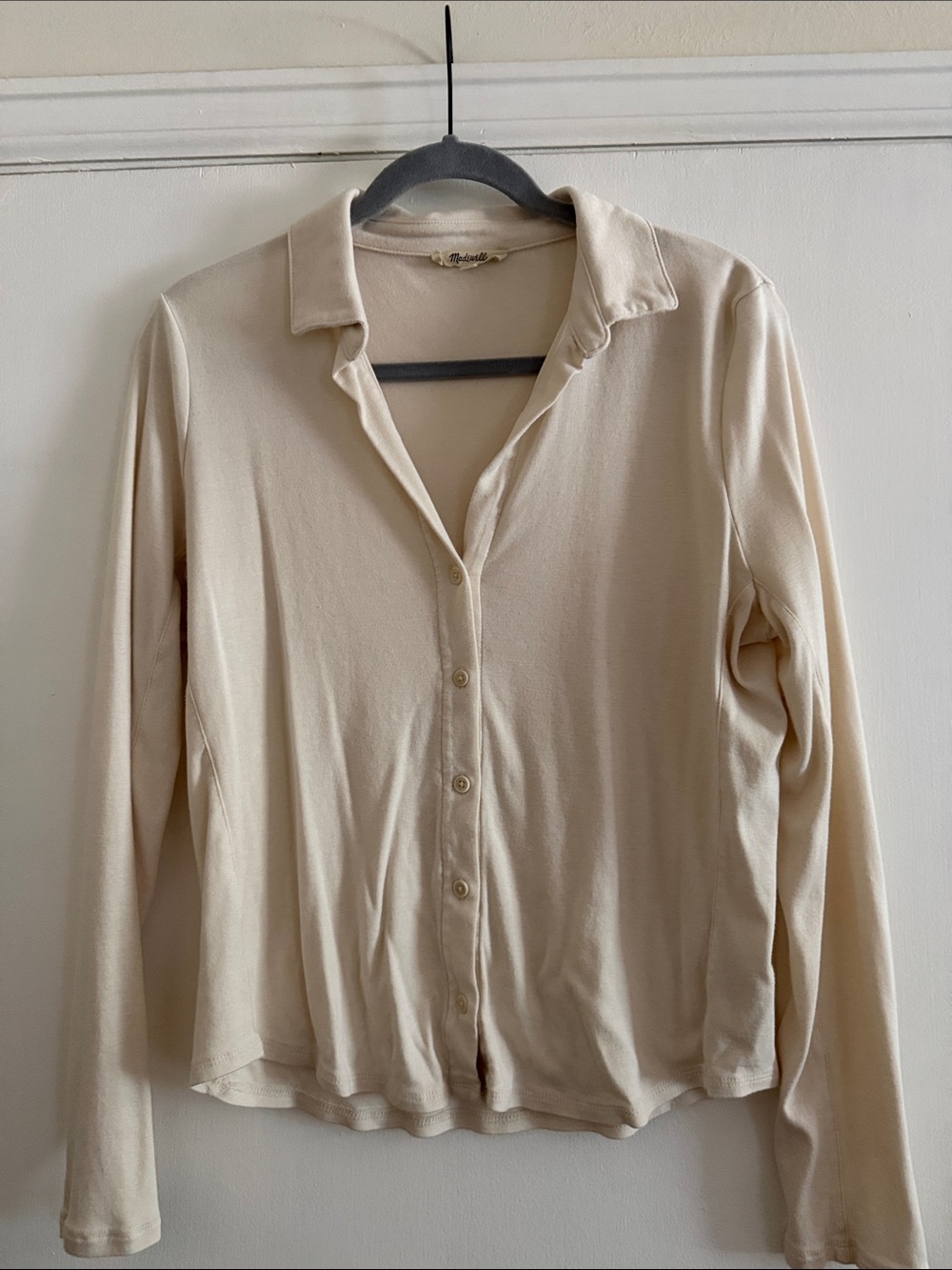 Madewell Camp Long Sleeve Top in Ivory
